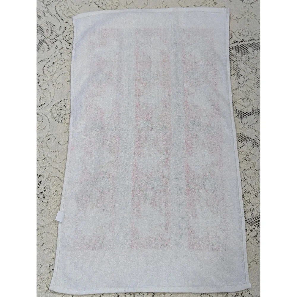 Vintage Kitchen Towel Red White Christmas Geese Holly Cotton Terry